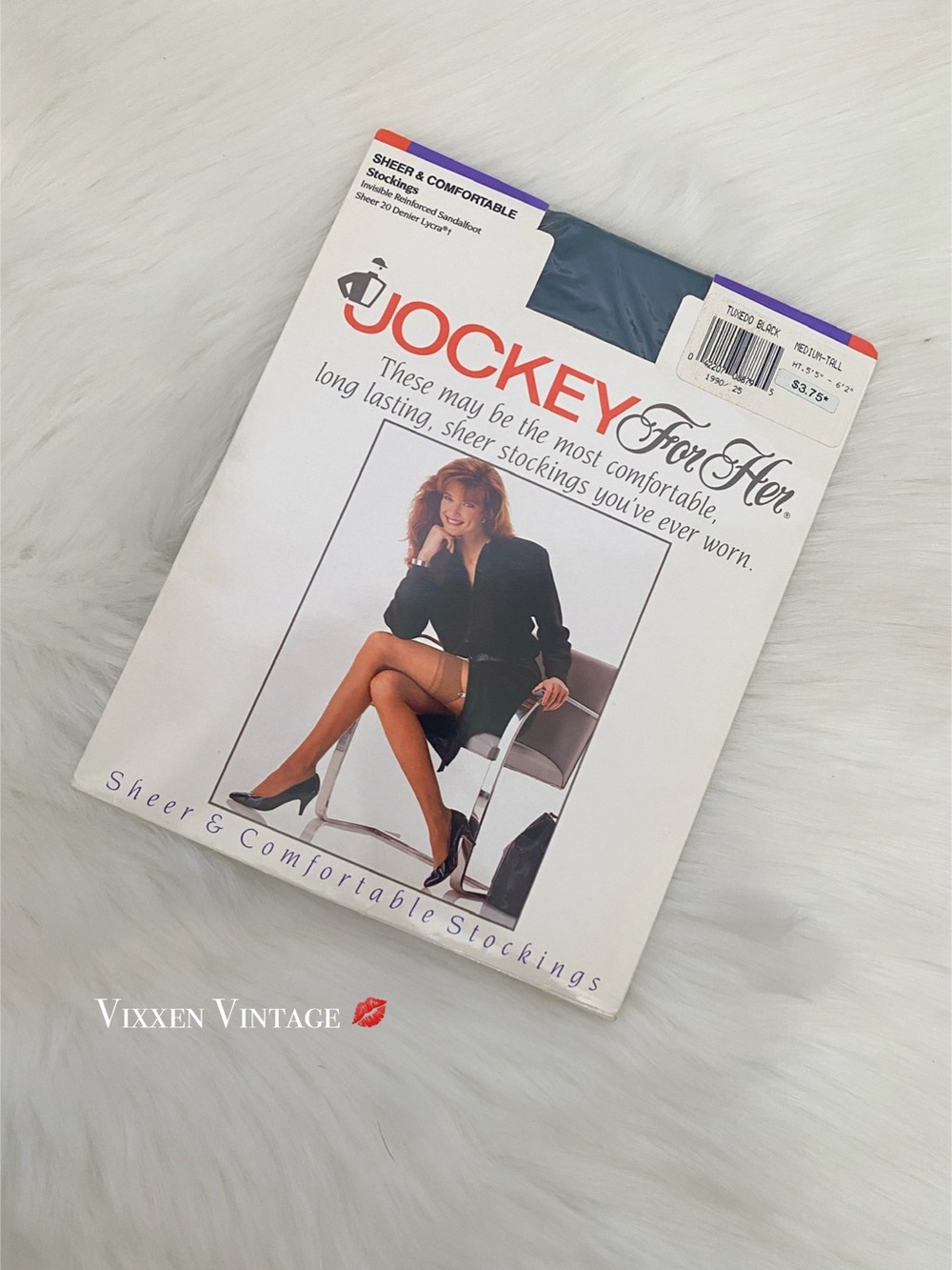 JOCKEY 1989 THIGH HIGHS 'SHEER COMFORT FIT STOCKINGS - TALL' IN TUXEDO BLACK